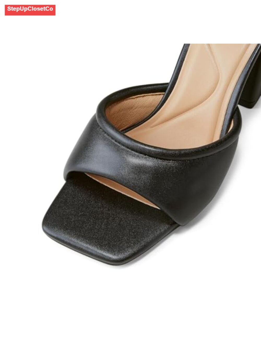 Faux Leather Square Toe Chunky Heel Mules - Picture 5 of 6